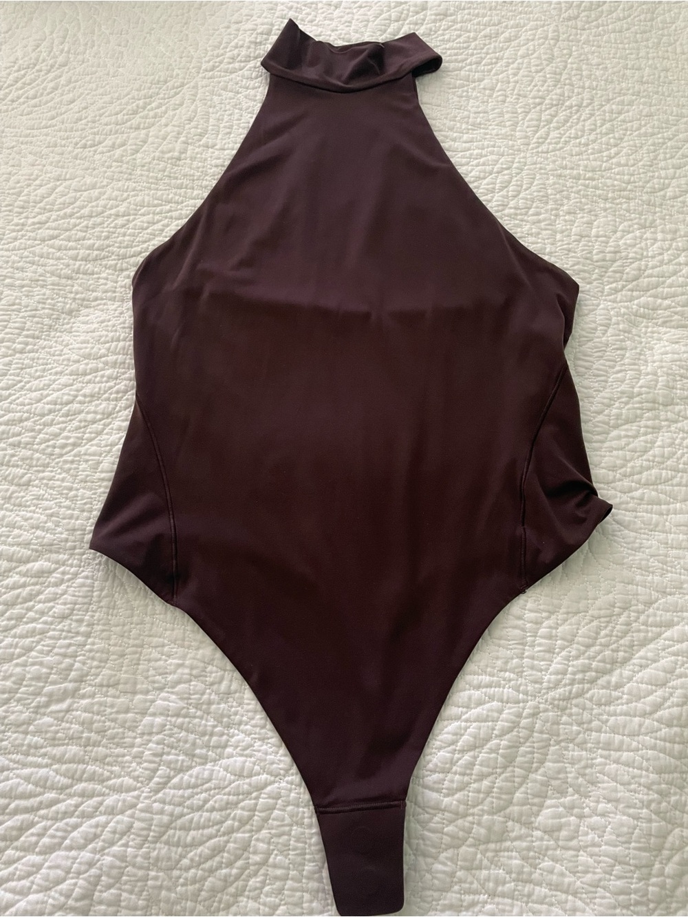 lululemon athletica High-Neck One-Piece Bodysuit in Deep Plum